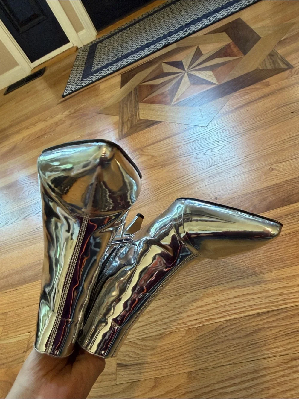 Sam Edelman Metallic Silver Pointed Toe Ankle Booties